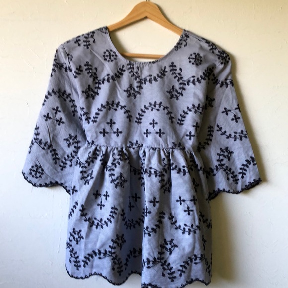 Anthropologie Tops - Blue Striped And Embroidered Top, Large